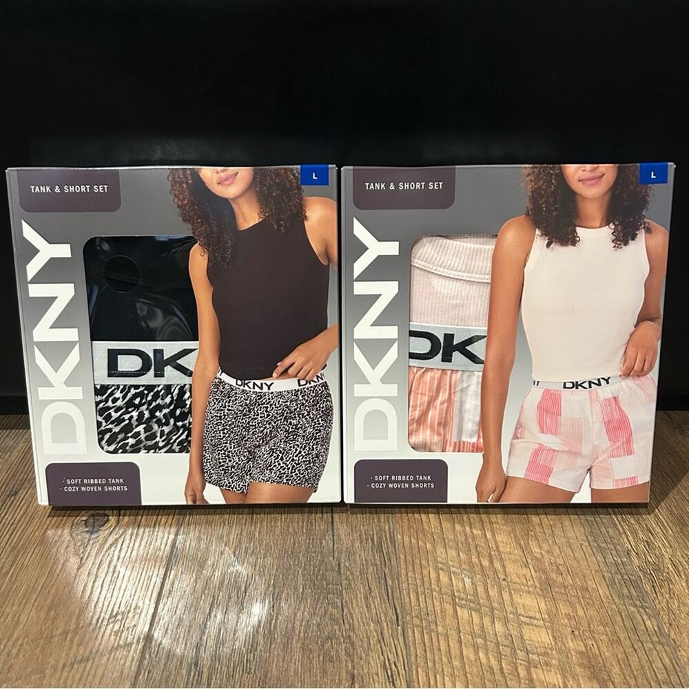 Lot of 2 DKNY Tank & Short Set PJs Lounge Wear